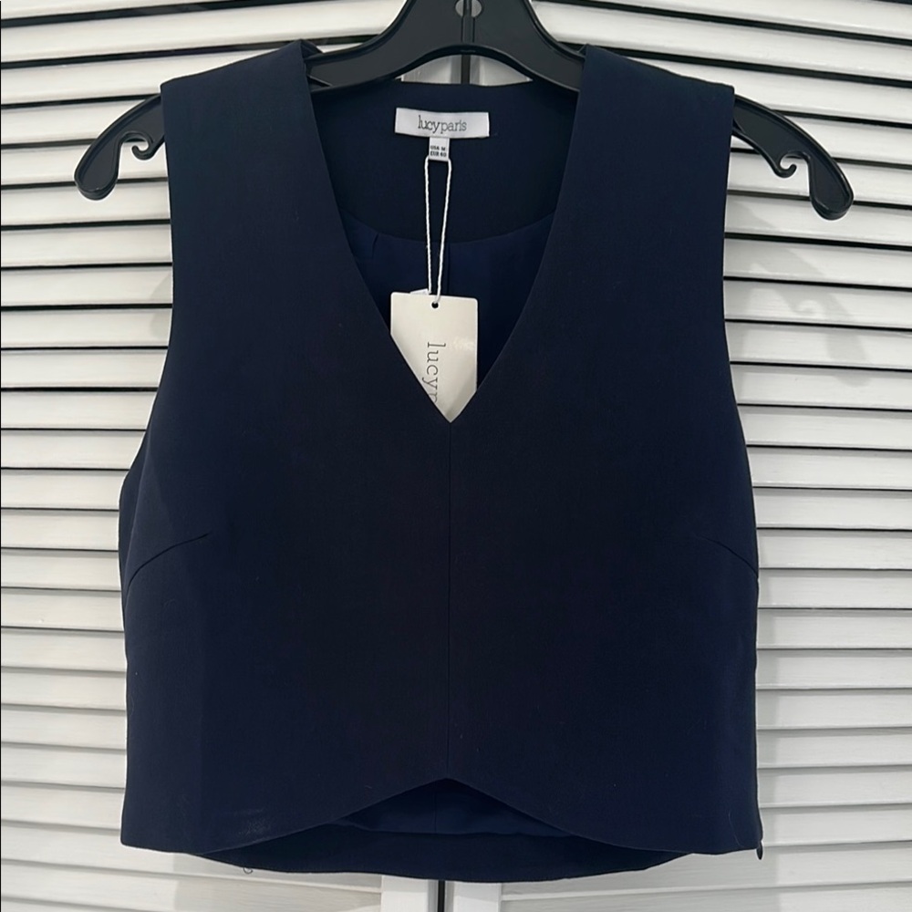 Lucy Paris Women's Navy Sleeveless Crop Top